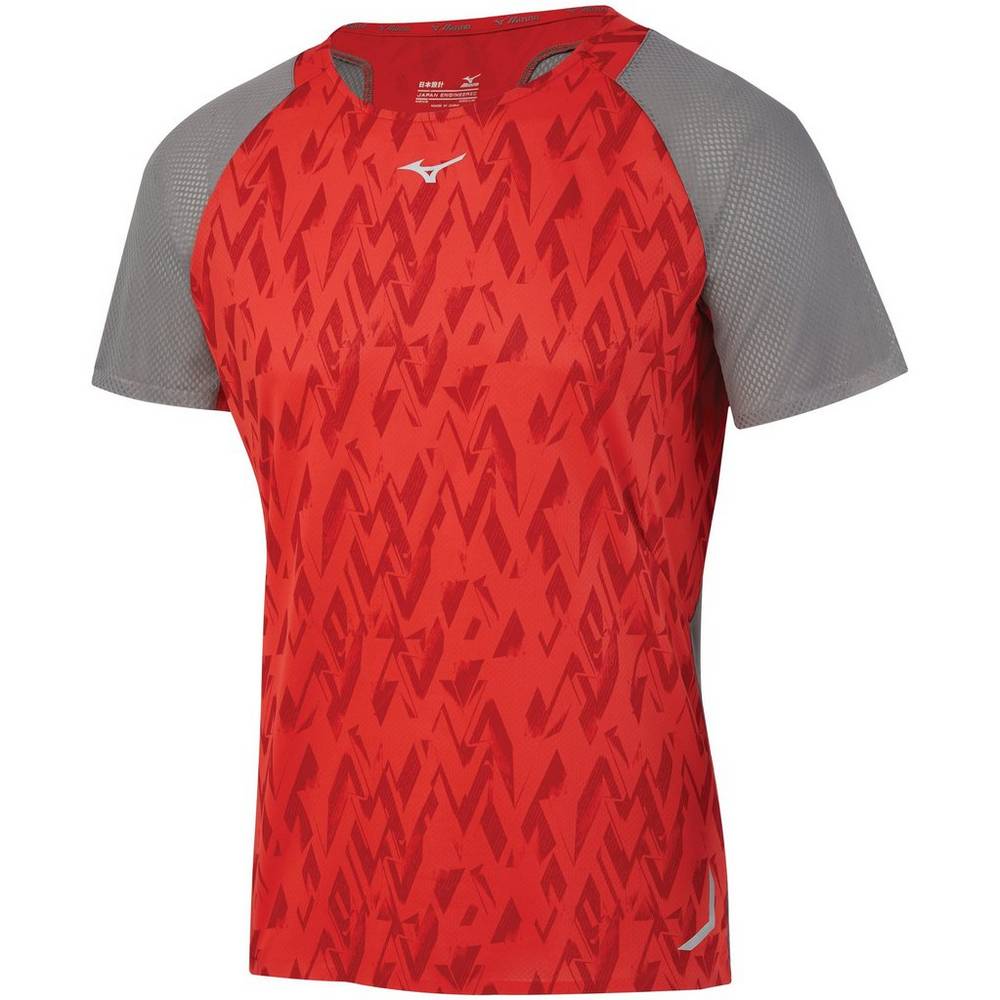 Mens Mizuno Aero Running T-Shirts Red Philippines (EQKJPC859)